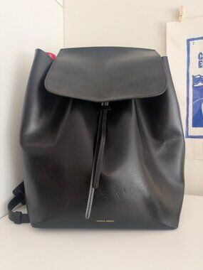 Mansur Gavriel Black Leather Backpack with Flamma interior